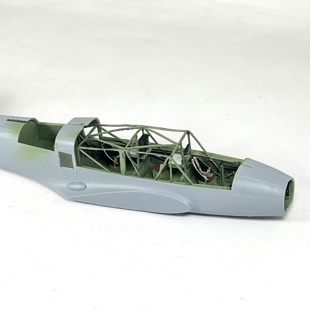 Fuselage half with the interior frame installed