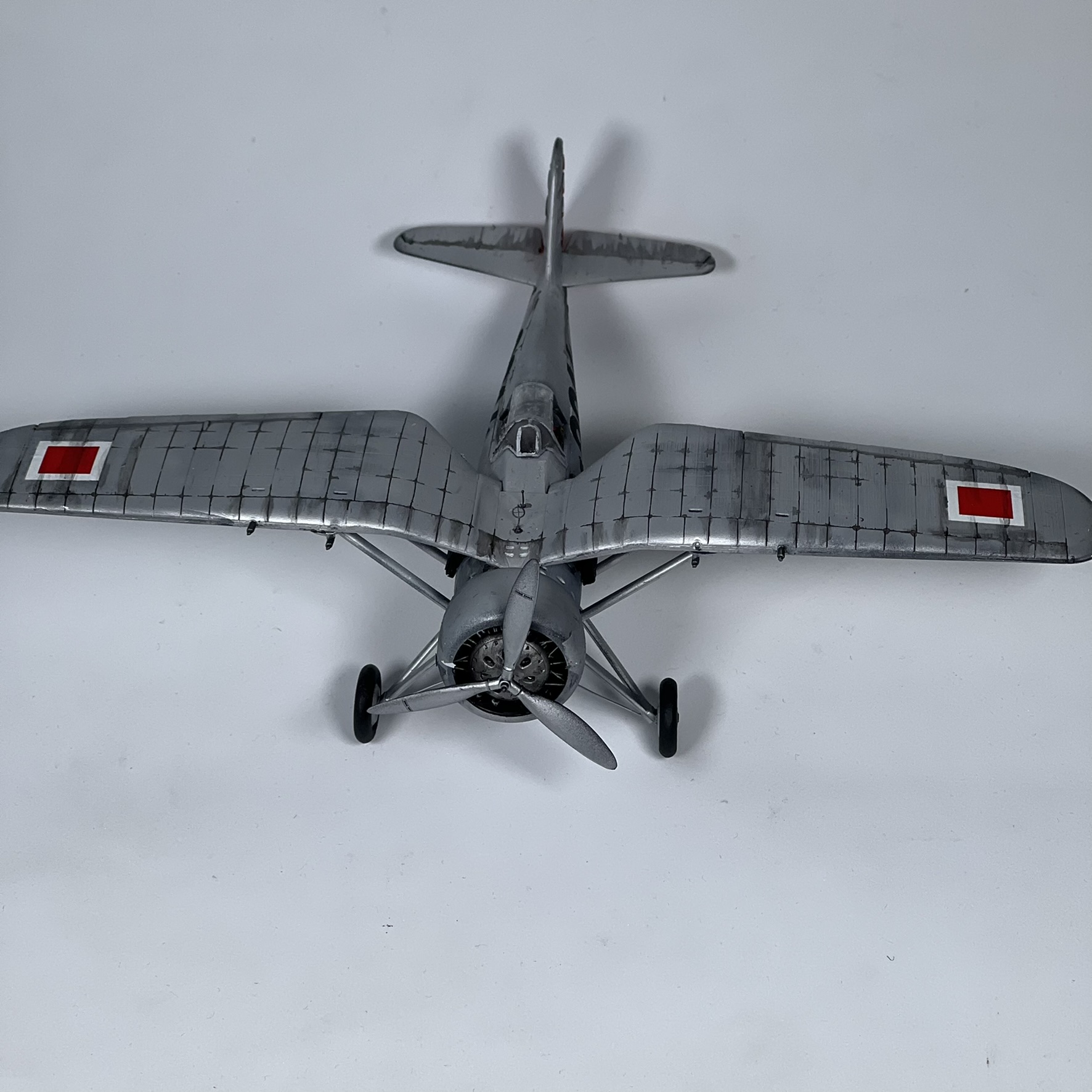 Tamamlanmış PZL P.24 maketinin üstten görünümü