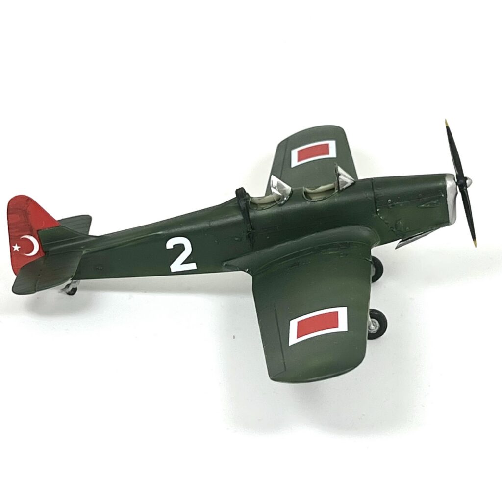 Finished 1/48 Miles Magister model in dark green with Turkish markings and the number 2