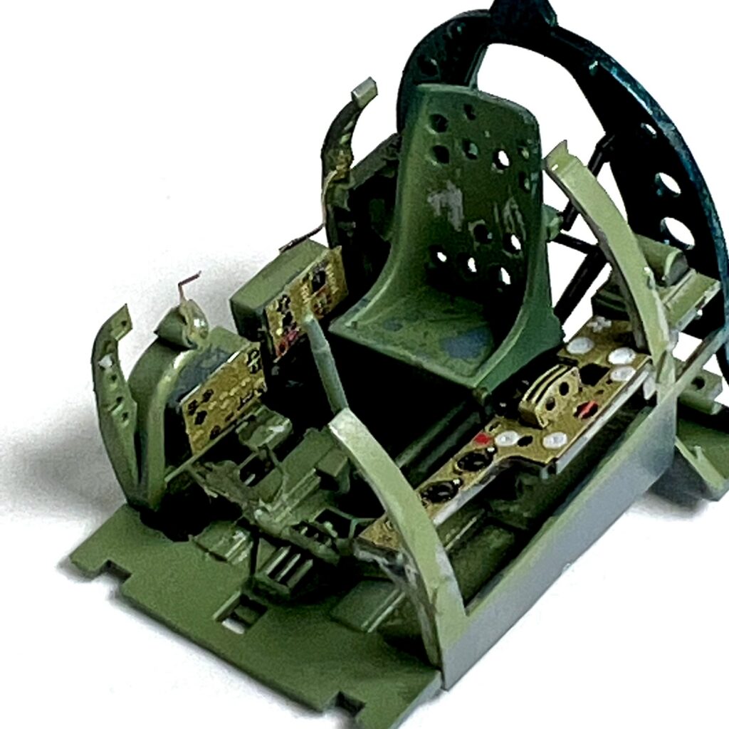 A6M2 Zero cockpit assembly with pre-painted photo-etched instrument panel