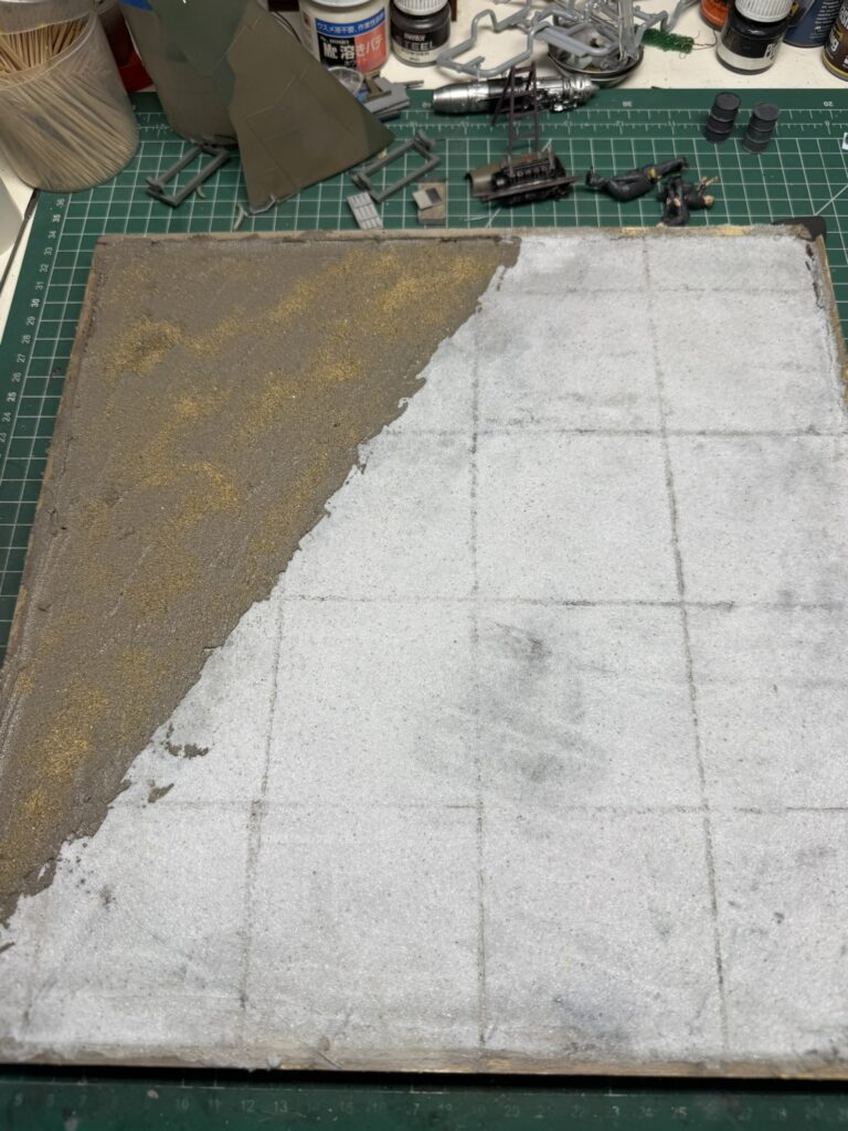 Diorama base with concrete apron and grass