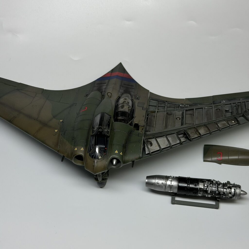 Finished Ho 229 from above on a white background