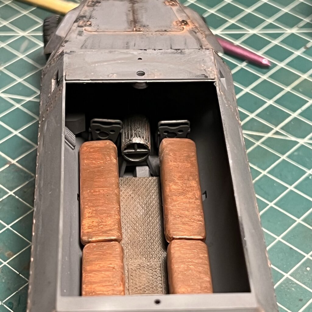 Painted seats inside the Hanomag