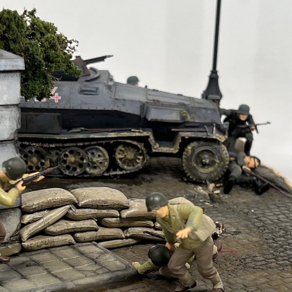American infantry behind the sandbags
