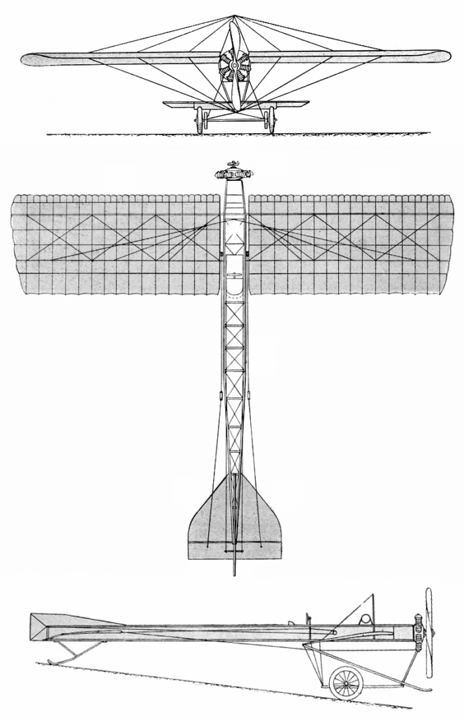 Three-view drawing of the 1910 Deperdussin monoplane