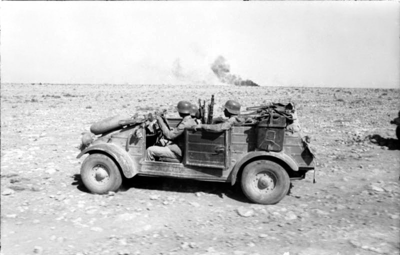 A VW Kübelwagen in North Africa during the Second World War