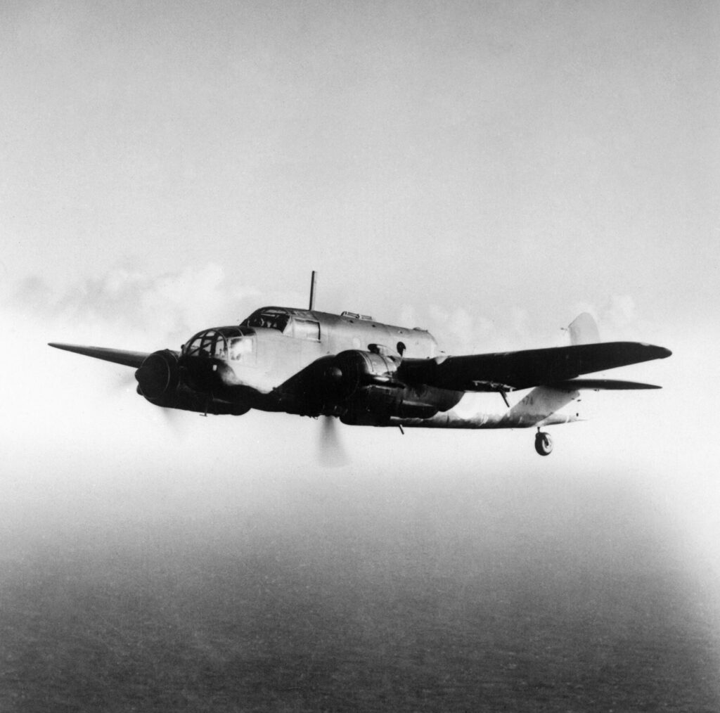 RAF Bristol Beaufort Mk I in flight over the sea