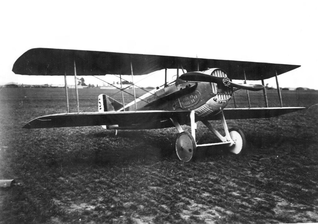 1918 SPAD XIII fighter viewed from the front, US archival photo